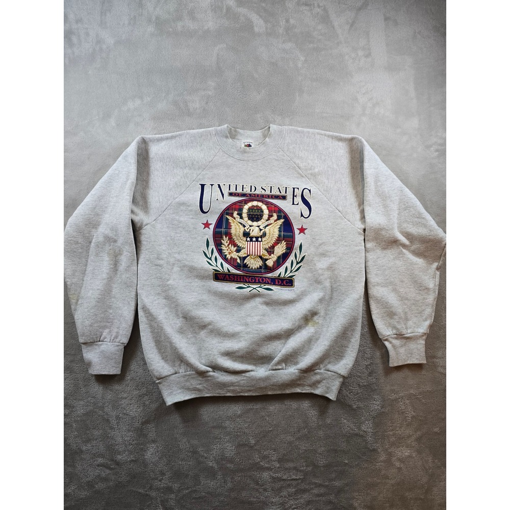 Vintage Sweatshirt Large 1994 USA Washington DC Eagle Crest Made USA 90s *Read